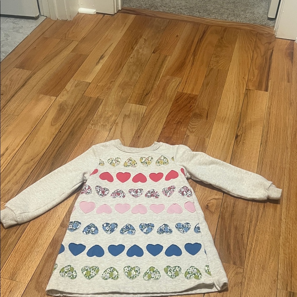 Mini Boden Hearts appliqué sweatshirt dress, 5-6